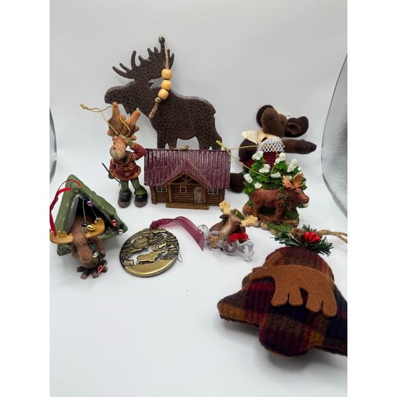 Moose Theme Christmas Ornament Lot ~ 9 Ornaments in Lot - Picture 2 of 4